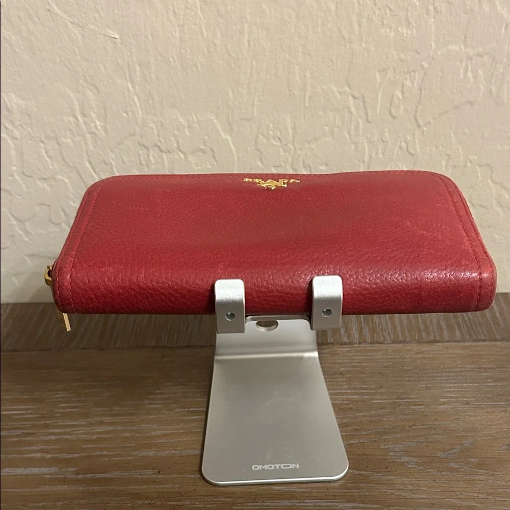 Prada |Red Saffiano Leather Zip-Around Long Wallet | EUC - Picture 6 of 8
